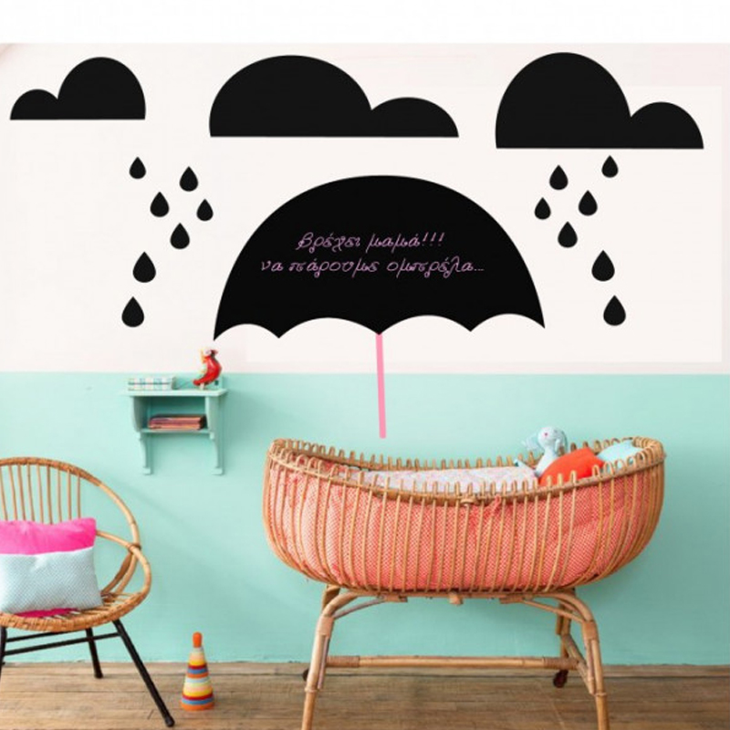 Αυτοκόλλητος μαυροπίνακας με Ομπρέλα σύννεφα και βροχή